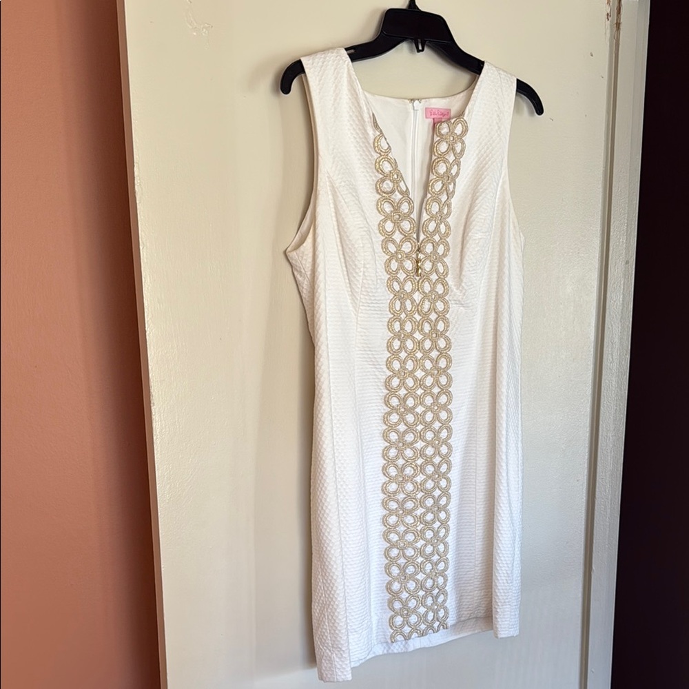 Lilly Pulitzer White and Gold Mini Dress